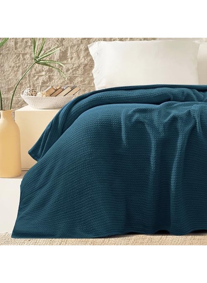 Relax Premium Egyptian Cotton Orchid Throw Blanket Ultra Soft And Lightweight With Elegant Woven Design King Size 255 × 225 cm Perfect For Bed Sofa And Couch  Teal Color - Image 3